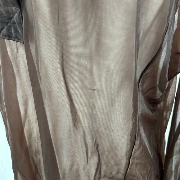 Janet Howard Sheer Grunge Minimalist Blouse Top Women Long Sleeve Brown Large - Picture 9 of 9